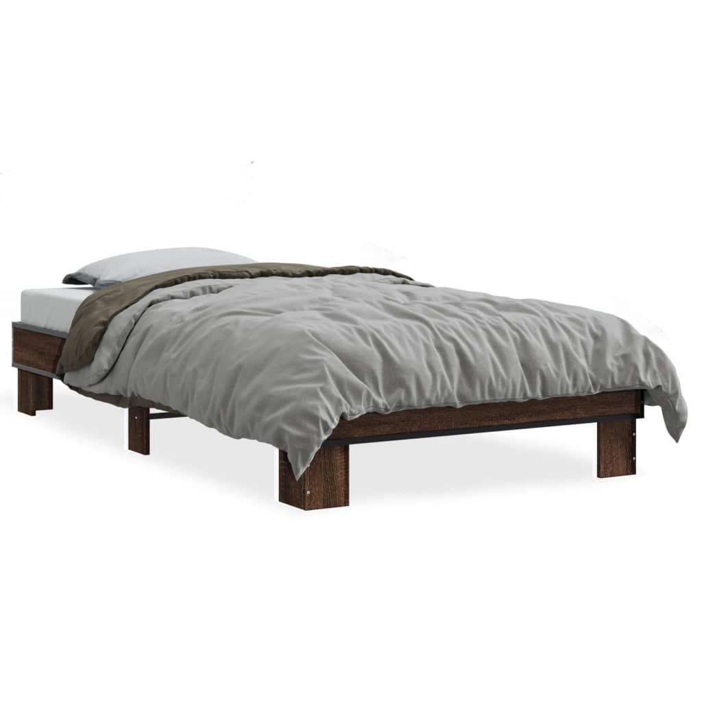 Bed Frame without Mattress Brown Oak 90x190 cm Single